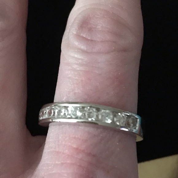 Silver CZ Band Stackable Ring 8 - Picture 7 of 9